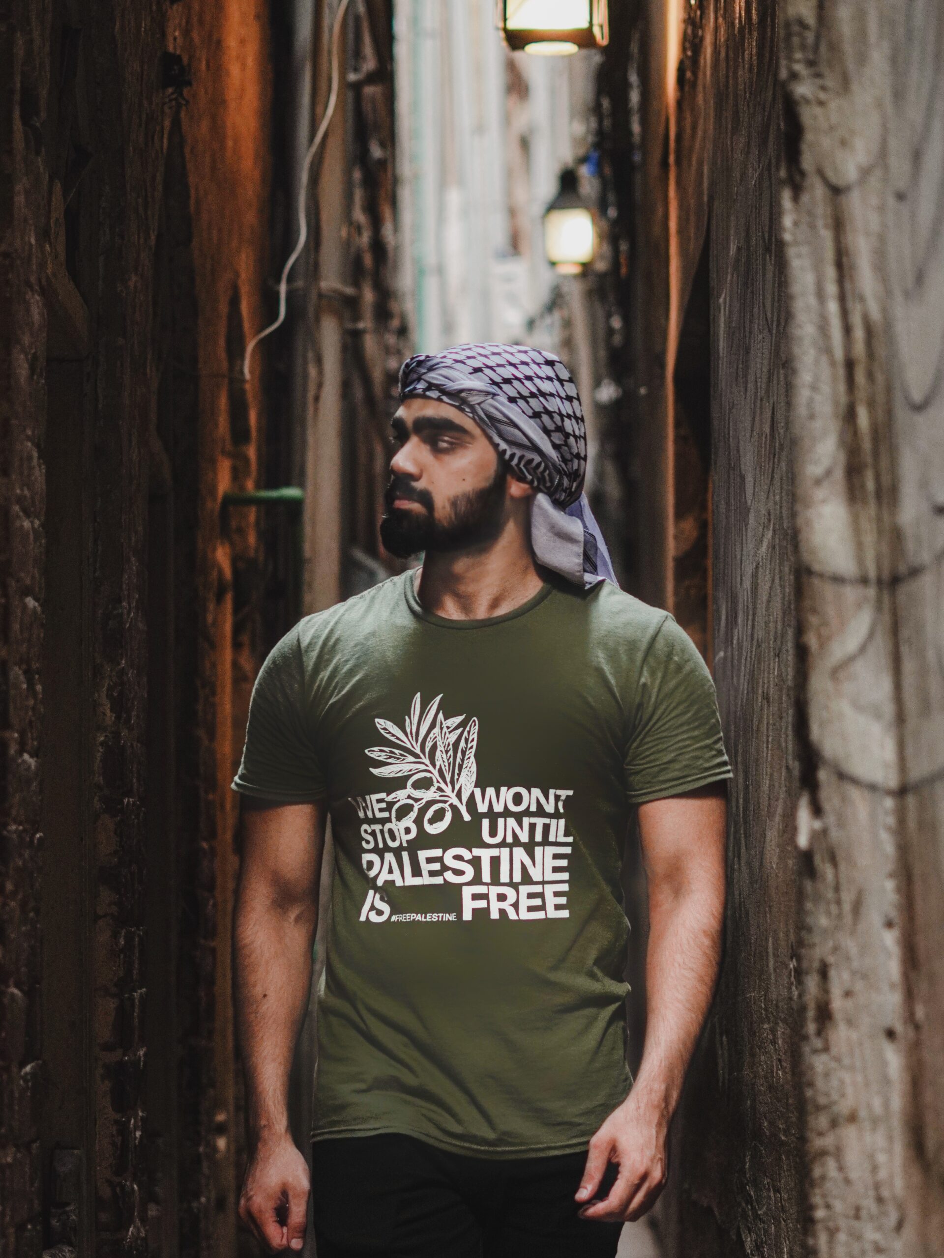 man in green tee